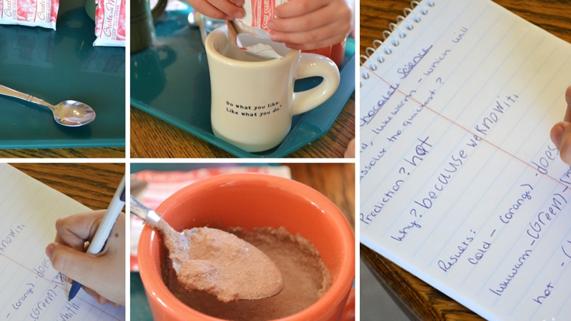 How does hot chocolate react to hot water hot chocolate heat activity