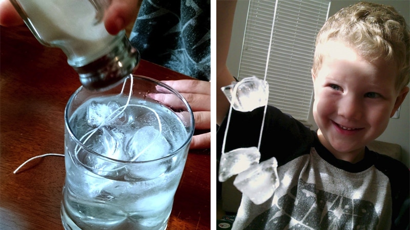 Use salt to go fishing for ice cubes ice cube fishing
