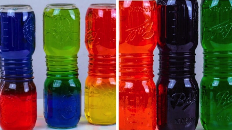 Water density science experiment for kids mystic water