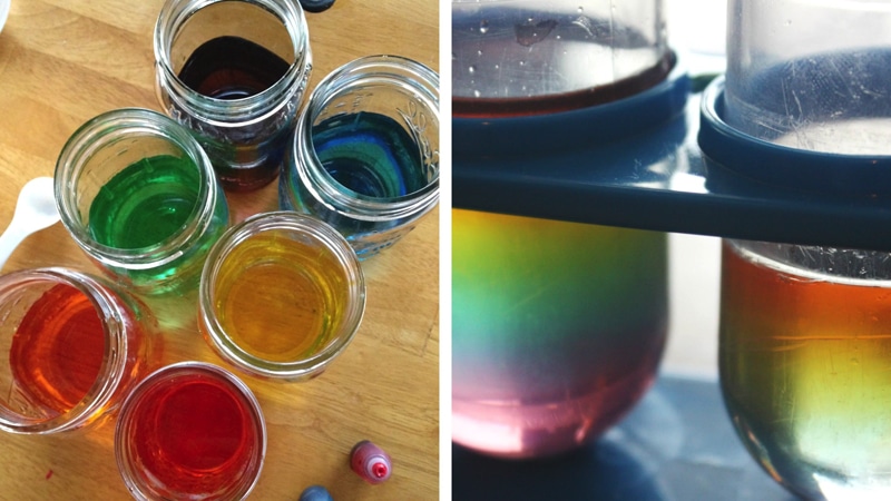 Cool color layered water rainbow in a tube