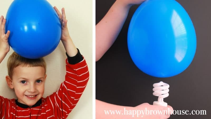 Light up bulb with a balloon magic balloon experiment