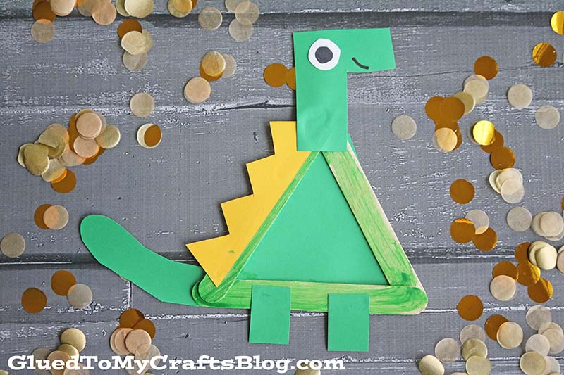 Cute Craft Stick Dinosaur