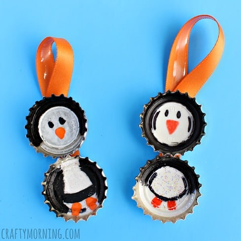 Spin The Bottle Cap Into A Penguin Ornament