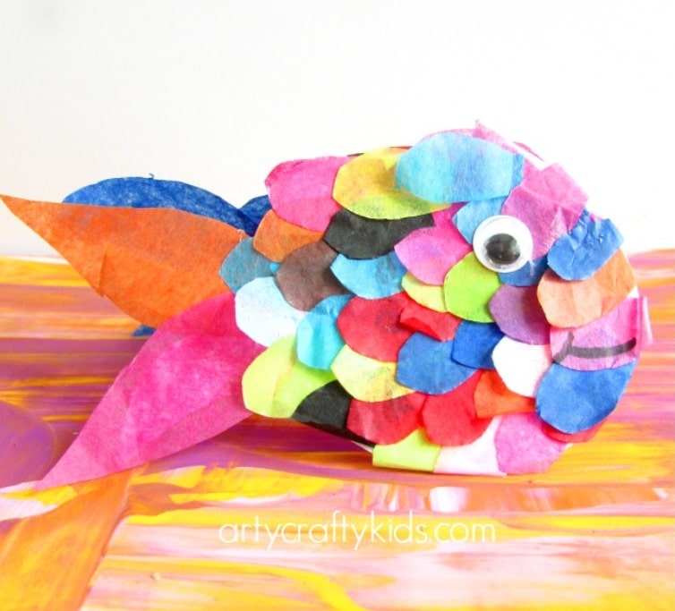 Rainbow Fish Tissue Paper Craft