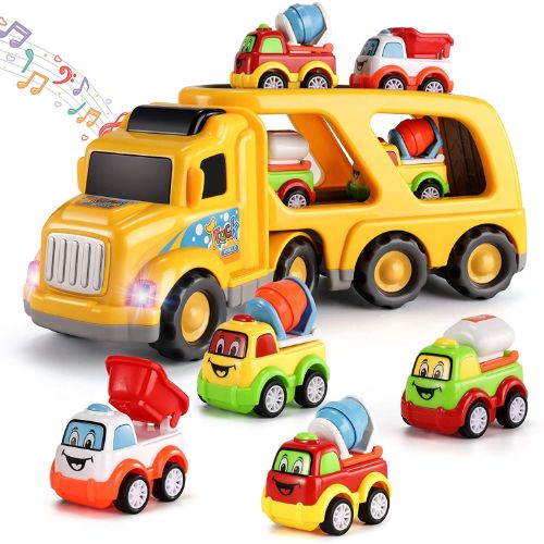 TEMI 5-in-1 Friction Power Toy Vehicle in Carrier Truck