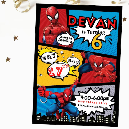 Spiderman Birthday Invitations