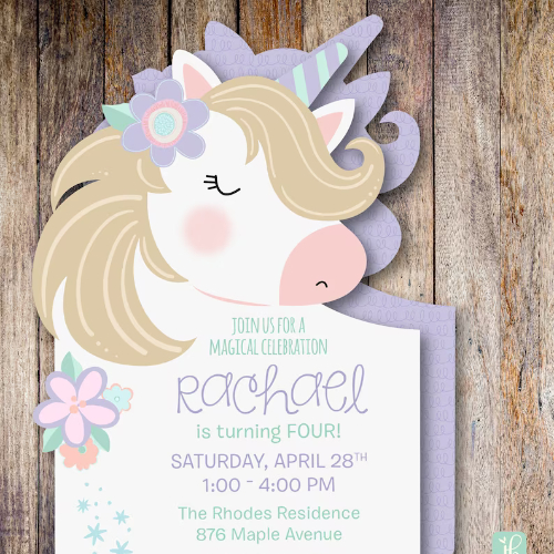 Unicorn Birthday Party Invitations