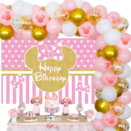 Pink And Gold Minnie Balloon Arch