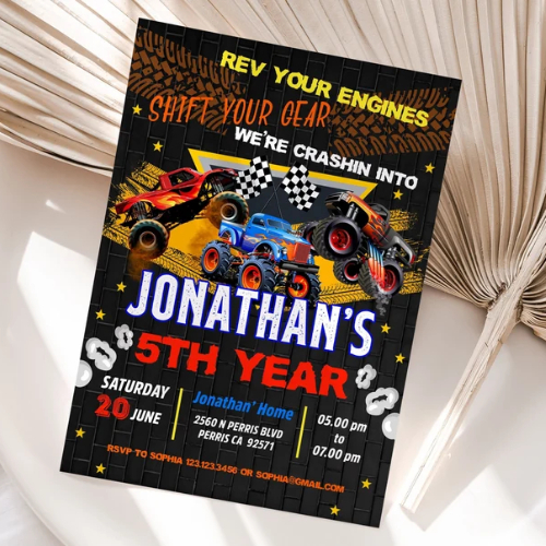 Monster Truck Birthday Party Invitations