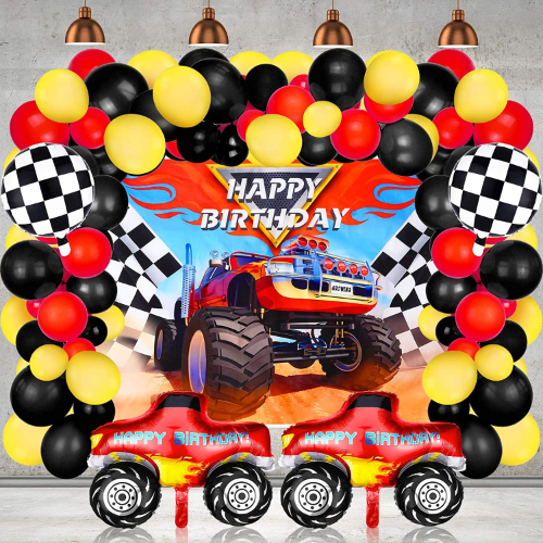 Monster Truck Balloon Arch And Backdrop Set